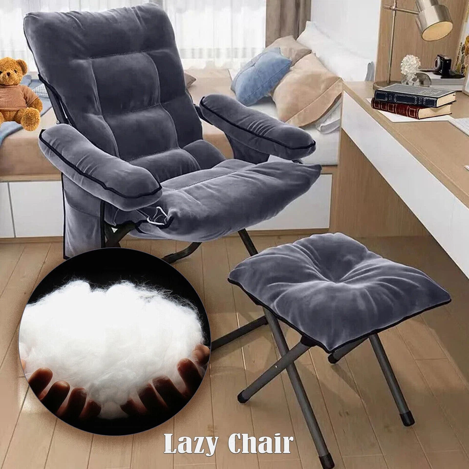 Lazy Chair w/ Ottoman Ergonomical Folding Armchair Recliner for Living Room Gray - Image 1 of 4