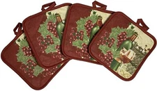 Set of 4 Pot Holders for Kitchen - Wine - 7 x 7 inches