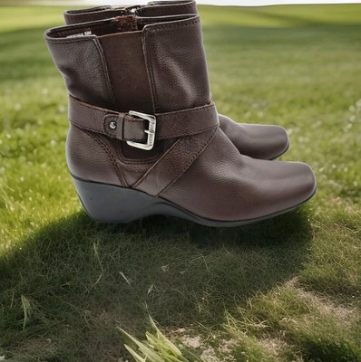 Anne Klein Sport Womens M “Montague” Brown Leather Ankle Wedge