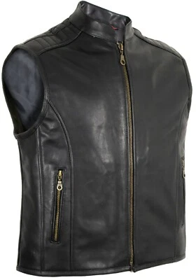 MDM Lederkutte mit Reißverschluss, Kutte, Bikerweste, rockerweste, Motorrad Weste,