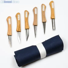 JAPANESE KOGATANA WOOD CARVING KNIFE SET Knives W/ ROLL-UP BAG, SET OF 6 - NEW