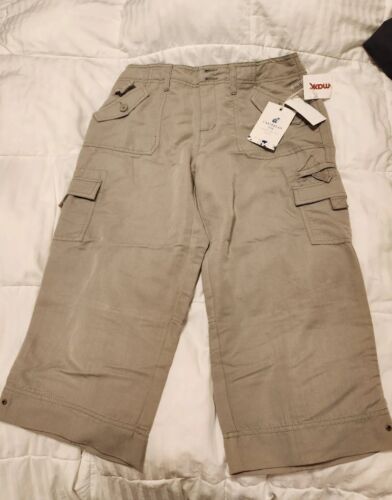 Caribbean Joe Women Size 6P Capri Sage Green Pants Cargo Pockets New With Tags