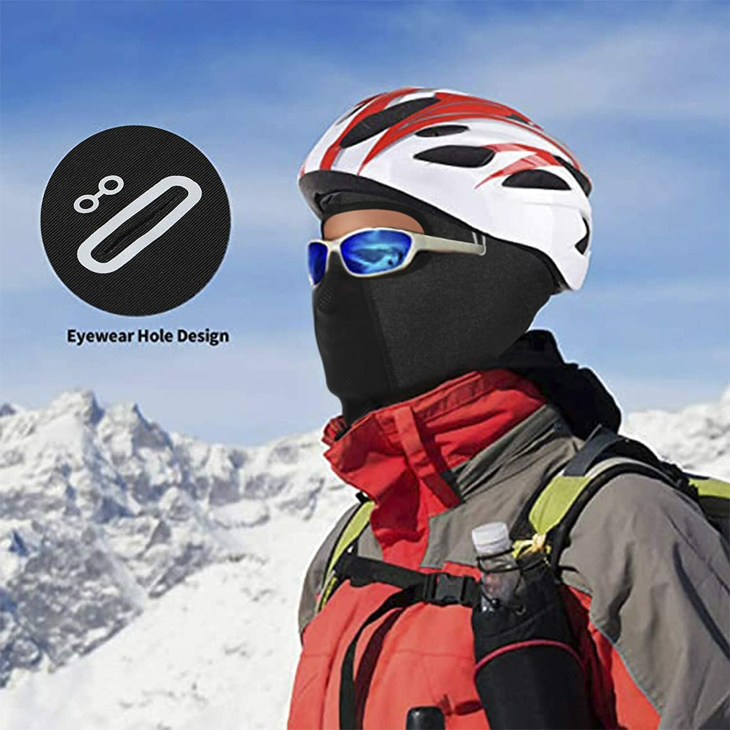 ROCKBROS Maschera Viso Cappuccio Tempesta Cappello Invernale Balaclava Moto Sci Bici foto 5