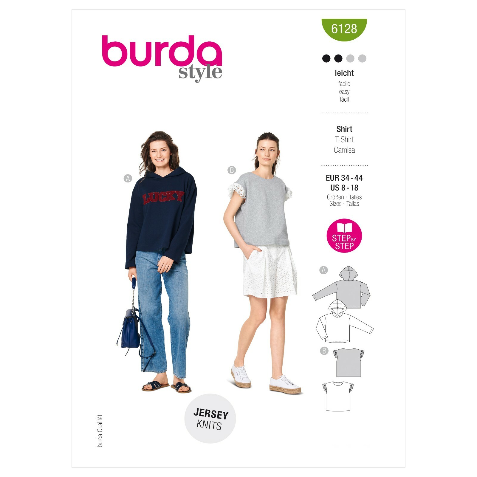 Burda Easy SEWING PATTERN 6128 Misses' Hoodie & Top Sizes 8-18