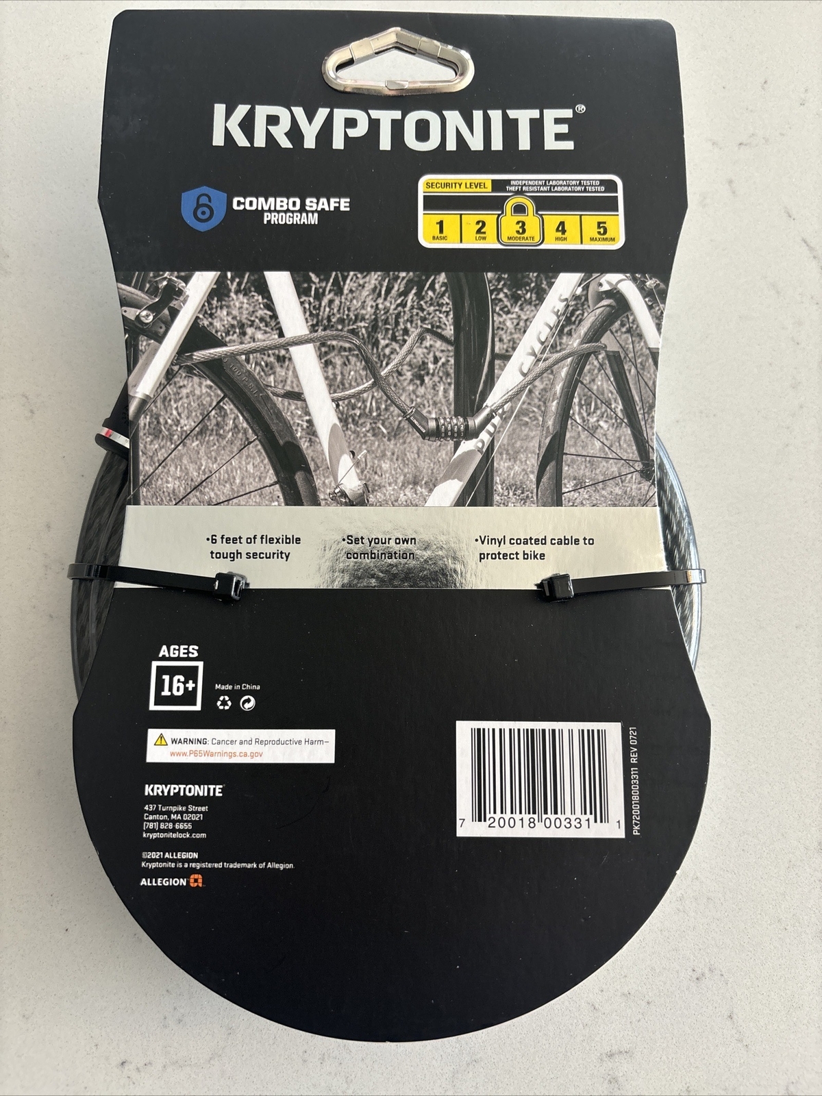 Kryptonite Resettable Combination Cable Lock 6&rsquo; x 12mm Bicycle Bike Heavy Duty