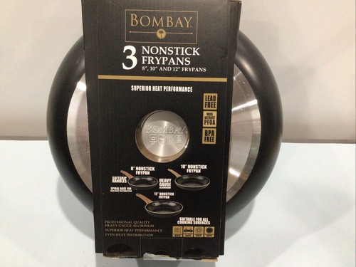 Bombay 3 Piece Set 8", 10", 12" Nonstick Frypans Soft Grip Handles - BRAND NEW - Picture 3 of 6