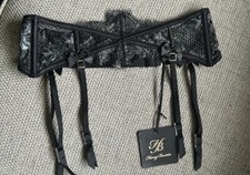 Honey Birdette Green Mint Foil Suspender Belt  Charlie  Black Green BNWT Size XS