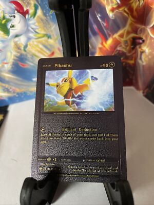 black pikachu pokemon card Pikachu -Brillant Deduction - Black Foil 🔥Fan Art 🔥Card N/M