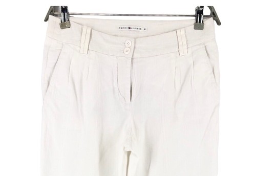 TOMMY HILFIGER regular Linen Chino Trousers Women Size 8 - W30 L31 - Picture 3 of 9