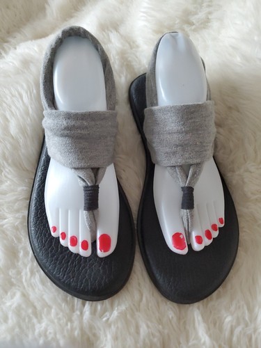 Sanuk Yoga Sling Thong Sandals Gray Women's Size 9 - Picture 2 of 8