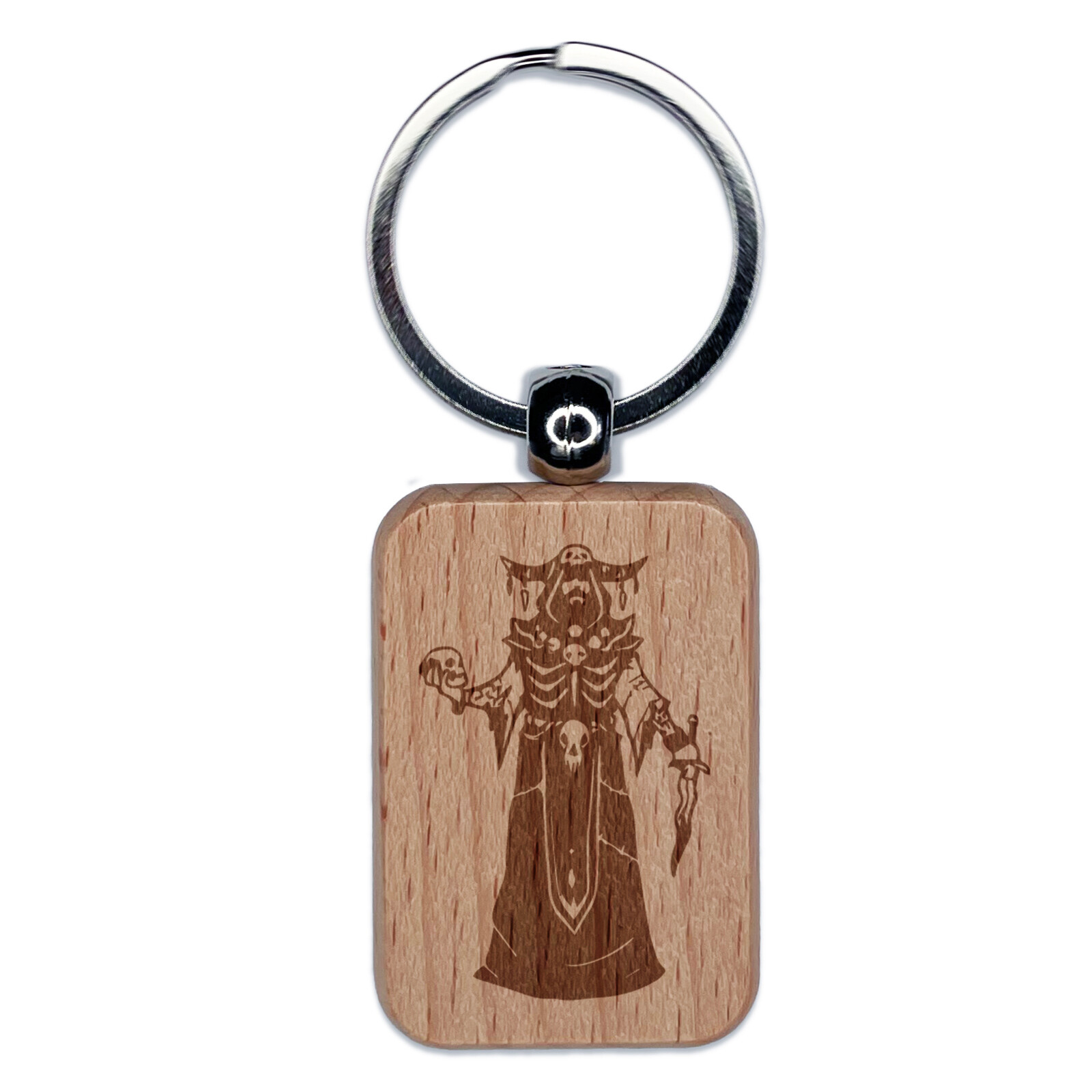 RPG Necromancer Warlock Wooden Keychain Engraved Charm for Gamers  