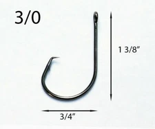 PACK OF 25 Size 3/0 TACKLEWORKS Circle Non Offset Inline Hooks 7381