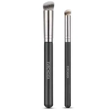 Angled Flat Concealer Brush Set, 2Pcs under Eye and Contour Brushes