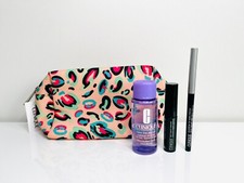 Clinique 4 Piece Gift Set Makeup Remover, Quickliner, Mascara, Cosmetics Bag