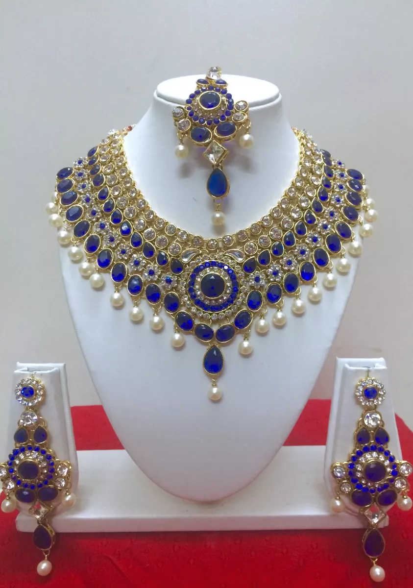Indian Bollywood Style Diamante Kundan Pearl Gold Tone Bridal