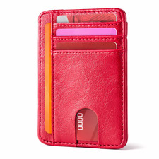 Slim Wallet RFID Blocking Front Pocket Leather Card Holder 8 Slots Minimalist