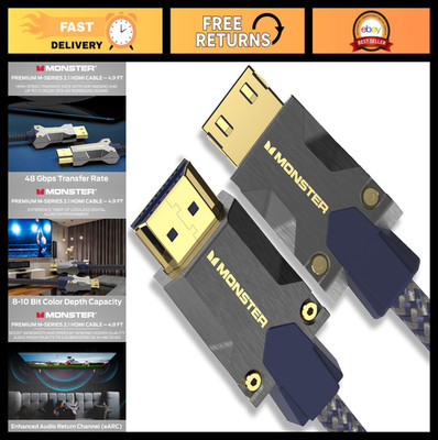 Ultra High Speed HDMI Cable 4.9ft, 8K 60Hz, 48Gbps, HDR, ARC/eARC, Gold Plated,