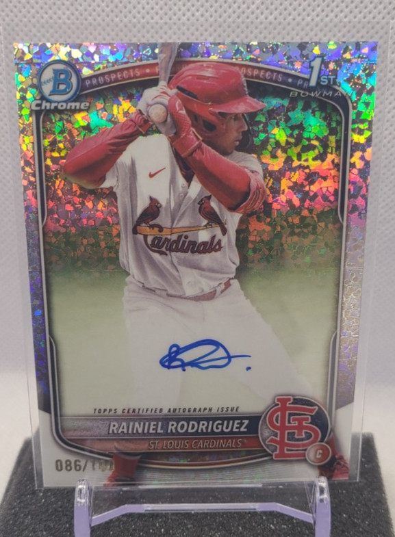 2025 Bowman Chrome Prospects Rainiel Rodriguez Auto /100 Mini Diamond 1st Bowman
