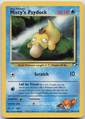 Misty's Psyduck Uncommon Unlimited Gym Heroes 054/132 LP Atsuko Nishida
