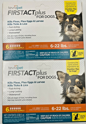 2 Pack 6 Count Each - Tevrapet FirstAct Plus for Dogs 6 - 22 Pounds 6 Dose