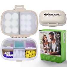 Travel Pill Organizer - Weekly Medicine Box with Labels, Small Cute Portable...