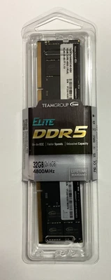 New Team Group Elite 32GB 2x16GB PC5-38400 (DDR5-4800) Desktop Memory RAM Kit - Image 1 of 3