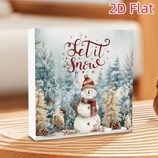Winter Snowman Wooden Box Sign Let It Snow Christmas Holiday Keepsake Gift Decor