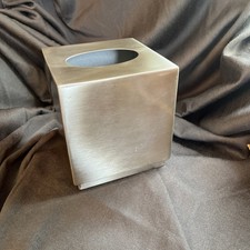 Bed Bath Beyond Camelot Design Square Metal Tissue Box Cover - Brushed Silver