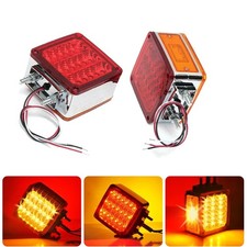 2x39led Square Dual Face Stud Mount Pedestal Semi Fender Turn Signal Light Truck 2x39led Square Dual Face Stud Mount Pedestal Semi Fender Turn Signal Light Truck