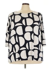 Ellos Women Ivory 3/4 Sleeve T-Shirt 22 Plus