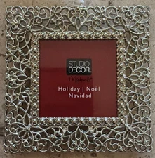Christmas Tree Ornament Photo Picture Frame Filigree Ornate Studio Decor NEW