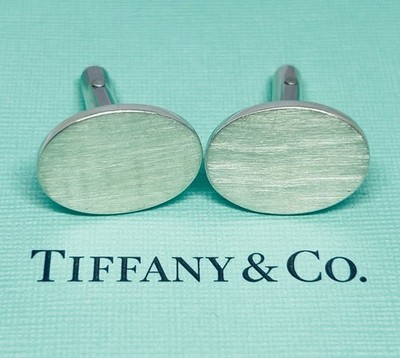 Auth Vintage Tiffany & Co. 925 Sterling Silver Oval Face Engravable Cufflinks
