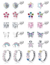 Hypoallergenic Surgical Stainless Steel Earrings for Girls Kids Women - 12 Pair