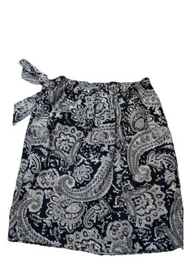Valerie Stevens Silk Skirt Women Size S Petite Black White Paisley Lined Fairy