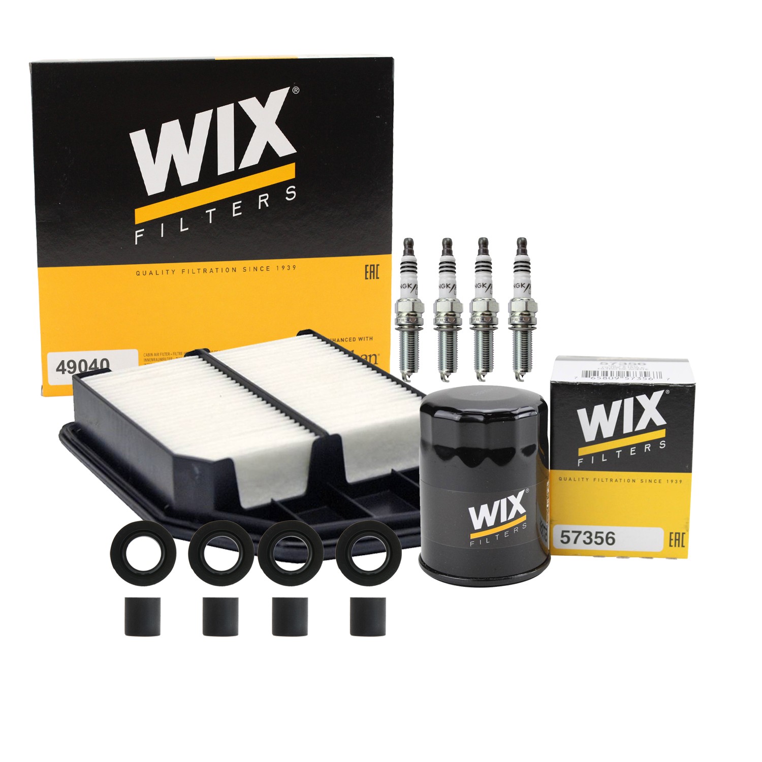 Wix Tune Up Kit NGK 4 Spark Plugs  Coil Boots Kit for Accord Crosstour 2.5L L4