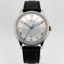 Farer Endurance Automatic Watch White Dial 39mm Swiss Made Leather Exhibition