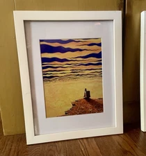 Rare “Suns Edge” Art Print By Flooko Framed Astronaut Colorful