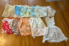 Vintage Waist Apron x 10 Hostess Half Sheer Lace Gingham Floral Cottage Core