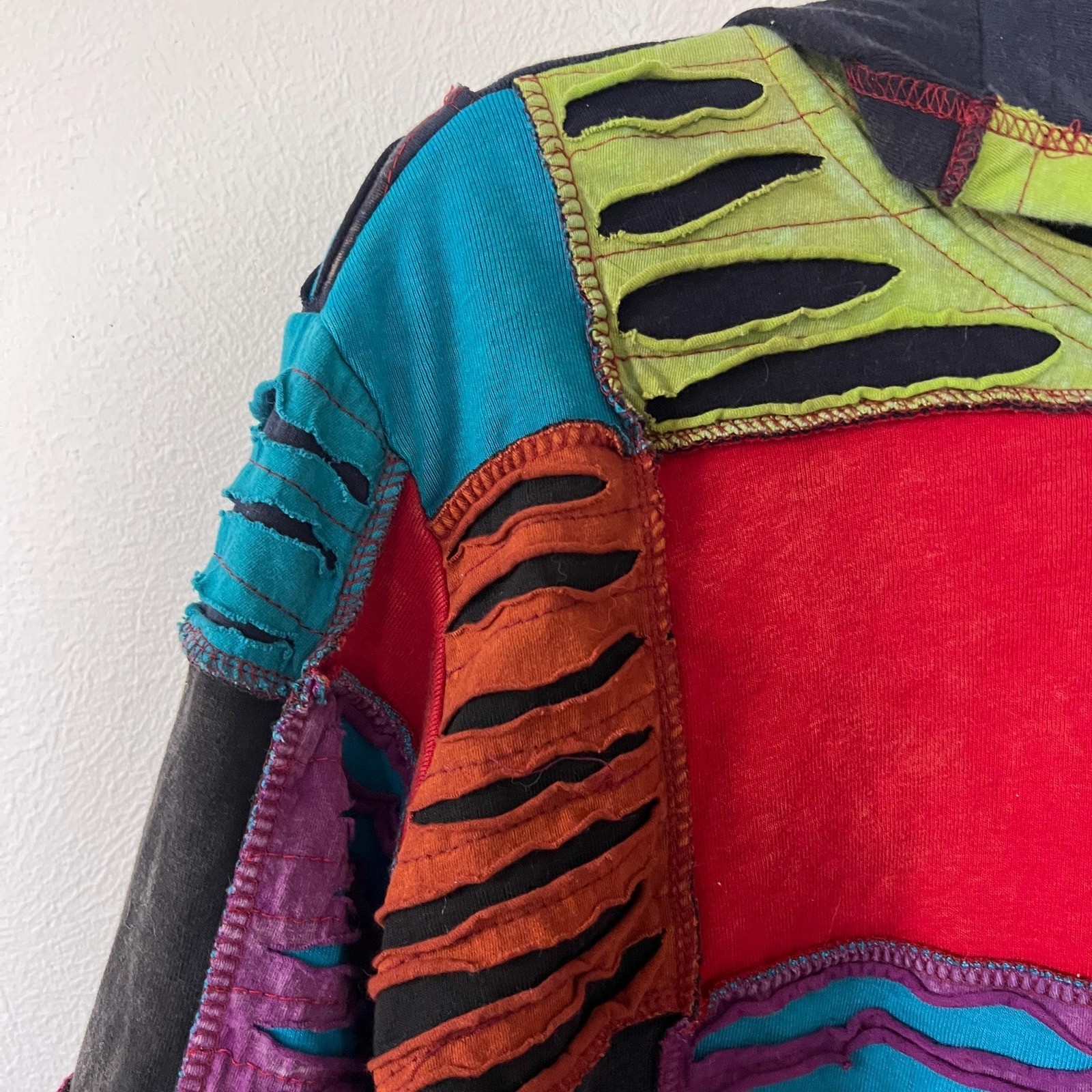 Y2K Patchwork Zip Jacket Psychedelic Festival Coa… - image 11