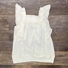 Loft white ruffle sleeve top shirt tank size XXS B153