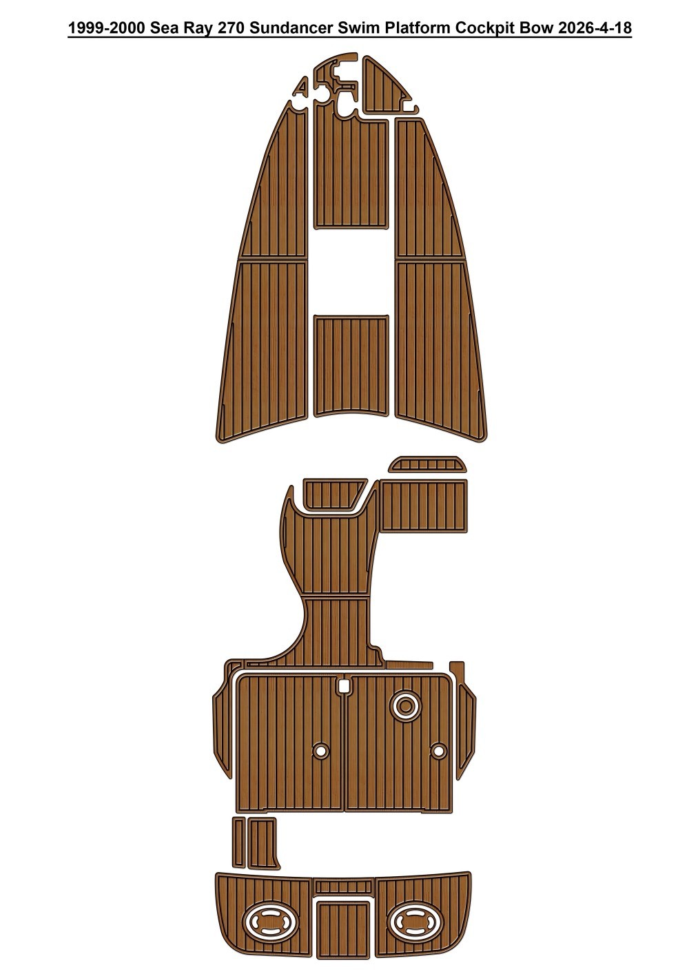 1999-2000 Sea Ray 270 Sundancer Swim Platform Cockpit Bow EVA Teak Deck Floor