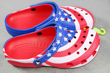 Crocs Classic American Flag Clogs Mens 10 Womens 12 USA Patriotic Stars Shoes