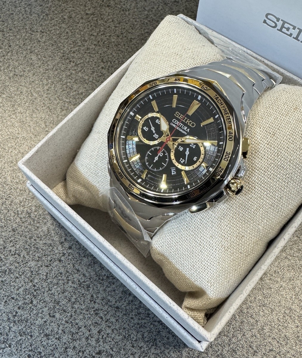 Seiko Coutura Chronograph Two Tone Black Dial Men's Watch SRWZ26