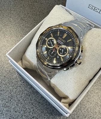 Seiko Coutura Chronograph Two Tone Black Dial Men's Watch SRWZ26