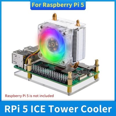 Orange Pi 5 RGB ICE Tower With Copper Pipe Acrylic Cooling Transparent Casing US