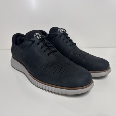 Cole Haan ZERØGRAND Laser Men Shoes 12 M Black Lined Oxford Leather Lace Up