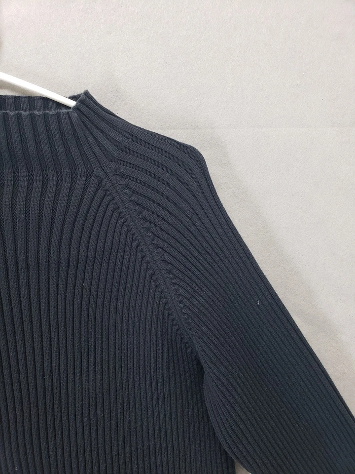 Relativity Sweater Women 1X Black Ribbed Cotton Knit Long Sleev Pullover Classic - Image 3 of 4