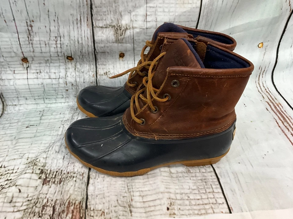 Sperry Top Sider Women’s Saltwater Duck Boots Blue & Brown leather Size 6.5 - Image 3 of 4