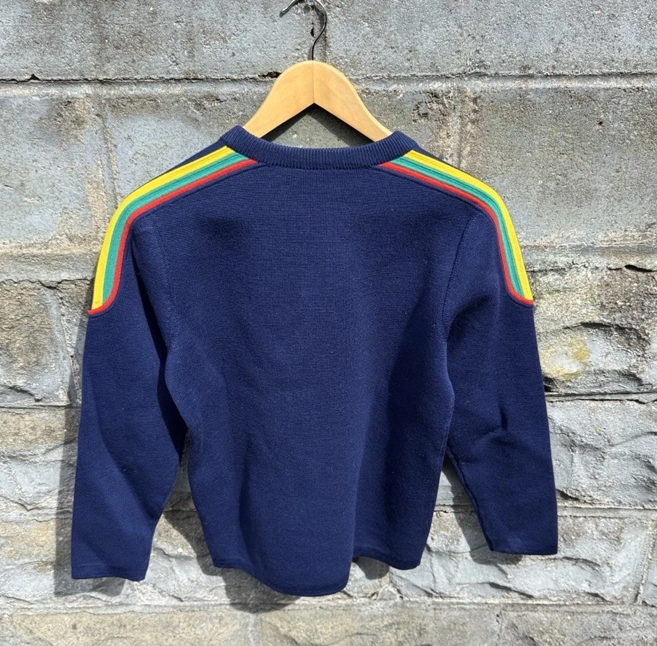 Suéter Esquí Vintage HEAD 100% Lana Pequeño Arco Iris Rayas Años 70 80 Jersey Foto 4 de 4