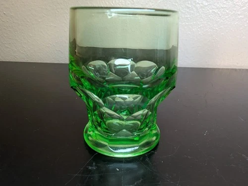 Vintage Anchor Hocking 4 Oz Uranium Glass Flat Georgian Tumbler